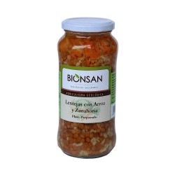 Lentejas con arroz integral y zanahoria ecológicas -400gr-BIONSAN