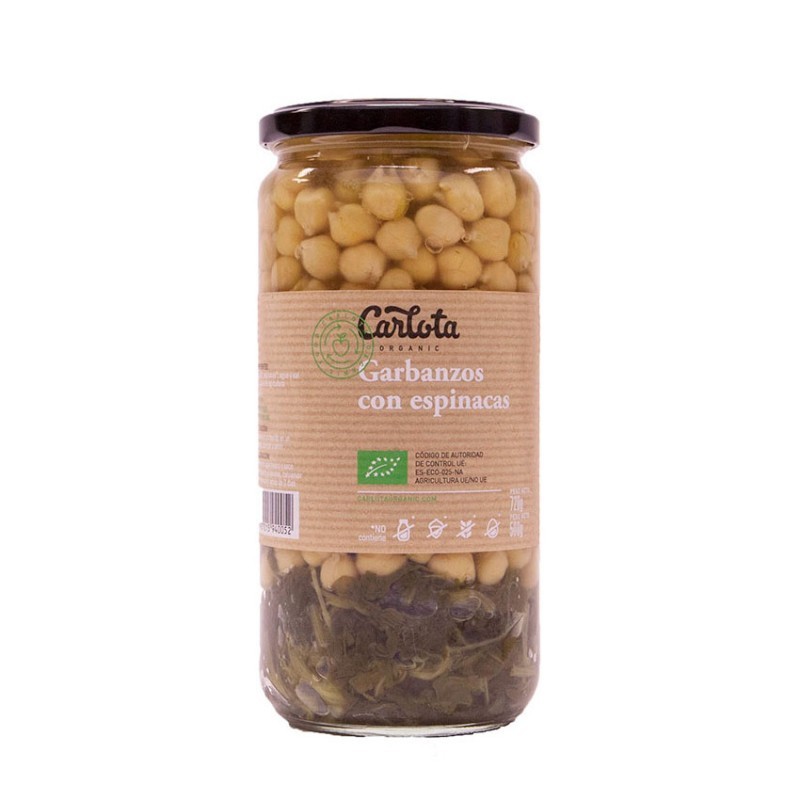 Garbanzos con Espinacas Bio 720g Carlota Organic
