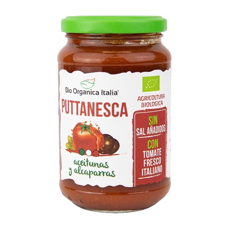 Salsa de tomate puttanesca con olivas y alcaparras Bio Organica Italia 325ml