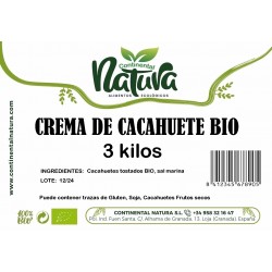 Crema de cacahuetes bio 3kg Continental Natura