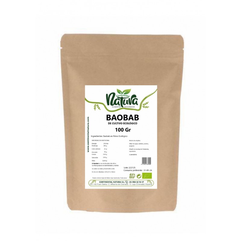 Baobab en Polvo BIO 100 g Sin Gluten EcoAndes