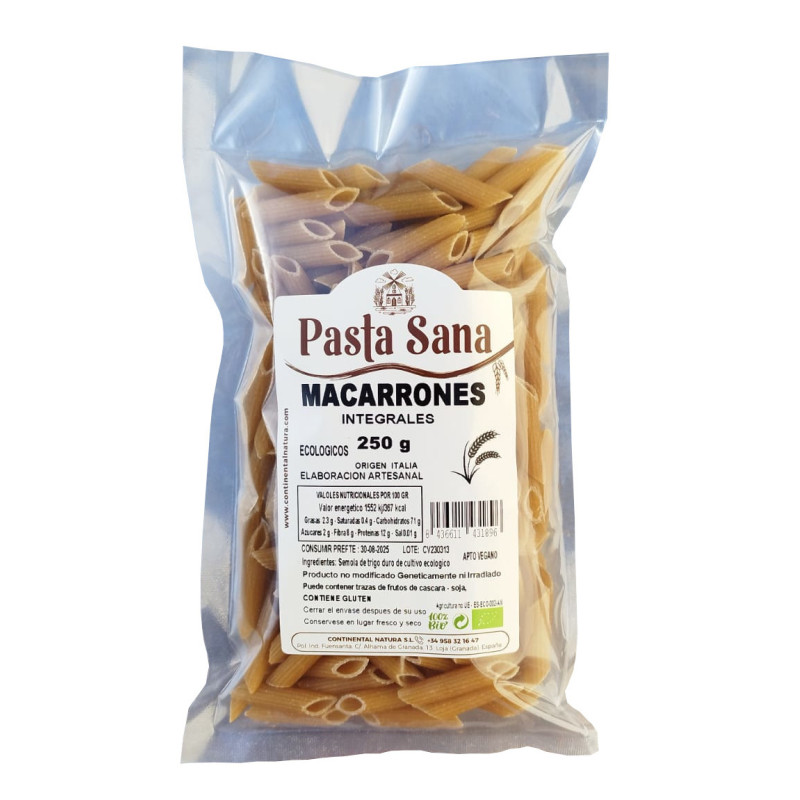 Macarrones Integrales BIO 250 gr PASTA SANA