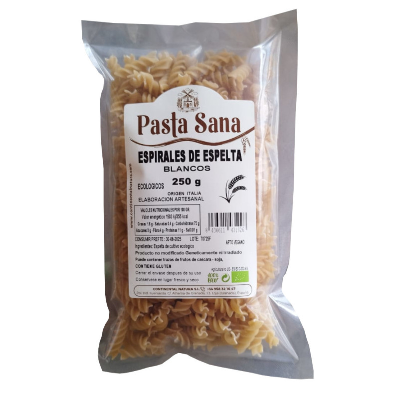 Espirales espelta blancos 250 gr Pasta Sana