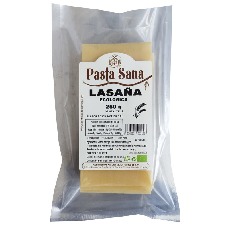 Lasaña, Pasta alimenticia de trigo duro BIO 250g Pasta Sana