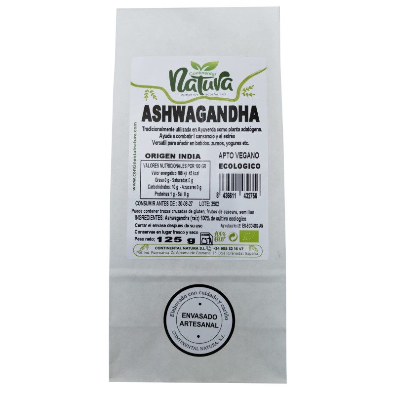 Ashwagandha en polvo Bio 125g Continental Natura