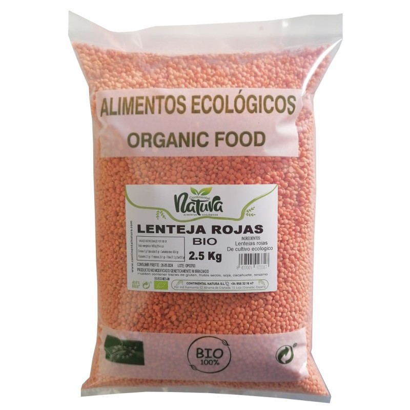 Lentejas Rojas BIO 2,5 kilos C.Natura