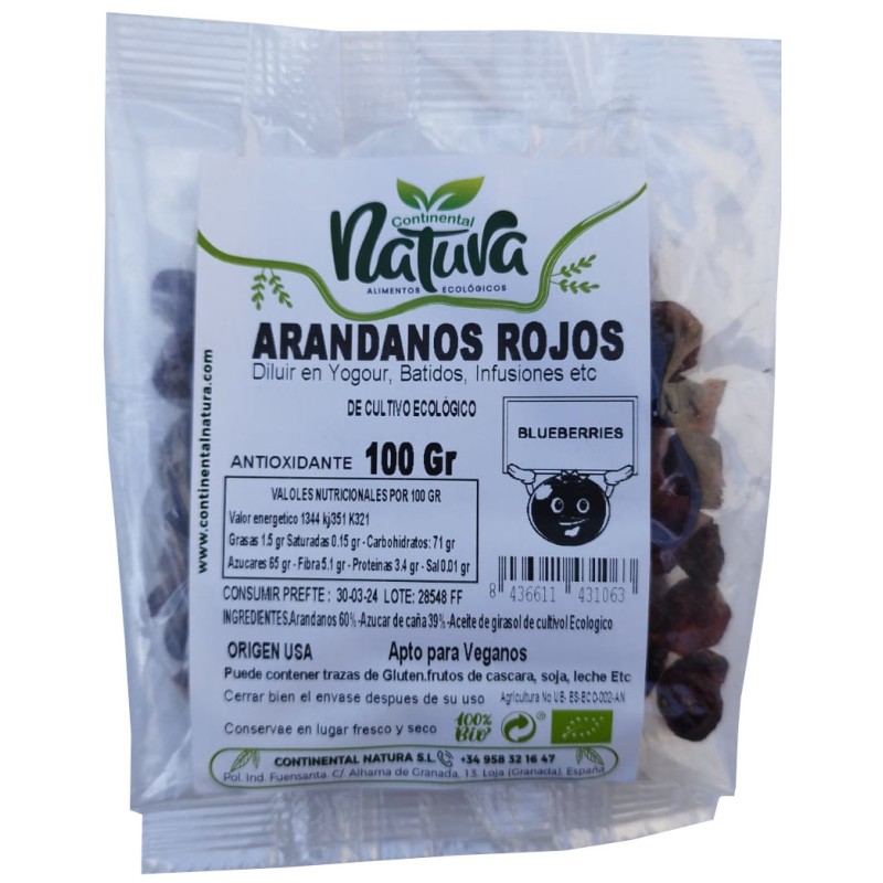 Arándanos Rojos Deshidratados BIO 100 gr