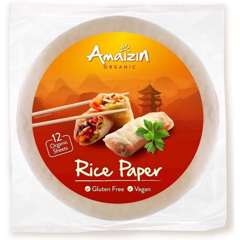 Papel de arroz para rollitos BIO Amaizin, 12 tortitas