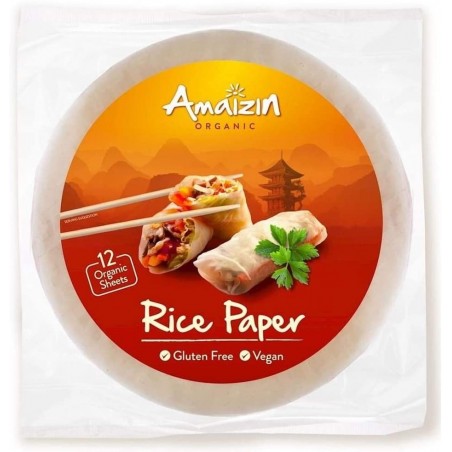Papel de arroz para rollitos BIO Amaizin, 12 tortitas