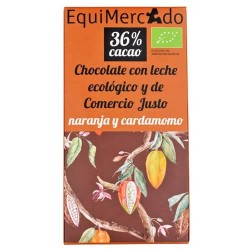 Chocolate leche con naranja y cardamomo (cacao 36%) BIO...
